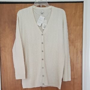 A New Day Cream V-Neck Button Cardigan Sweater Medium